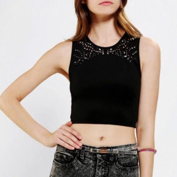 UO Cut Out Neoprene Bodycon Full Back Zip Tank Vest Crop Top, Size XS (EUC) - Picture 5 of 5